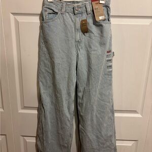 Levi's Blue Denim Overalls with Wide-Leg Design